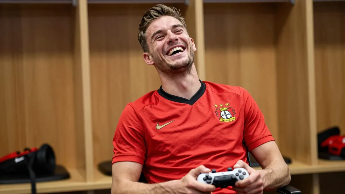 Bayer Leverkusen players react with amusement to Loic Badé's EA SPORTS FC 27 ratings, with the defender having expected a...